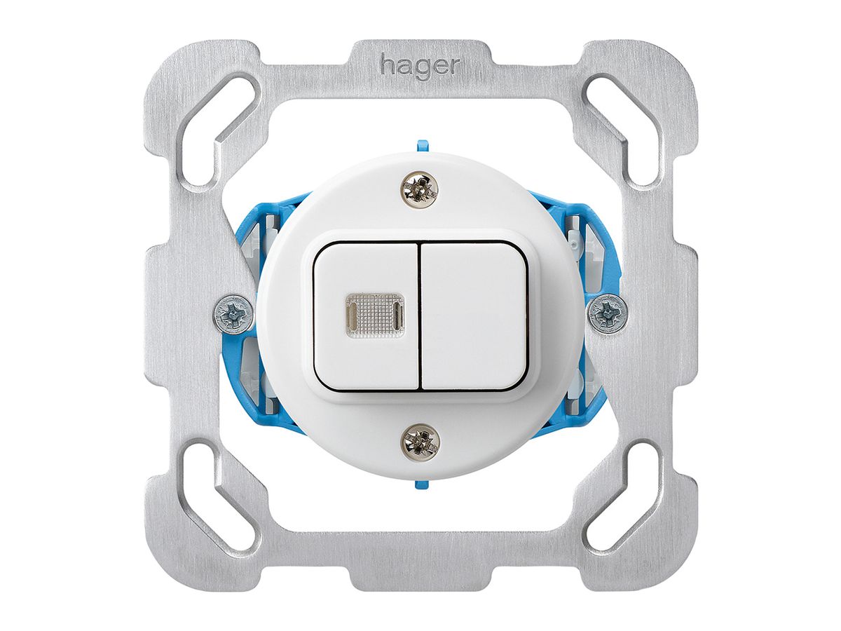 Einsatz zu UP-Leuchttaster basico 2×A-R/1L mit Befestigungsplatte weiss 1 Linse