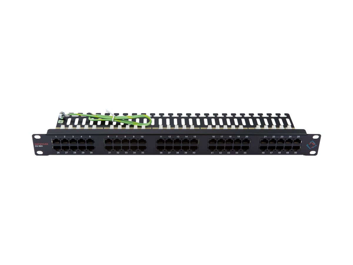 Patchpanel 19" Voice 1HE Kat.3 50×RJ45 4p ungeschirmt, schwarz