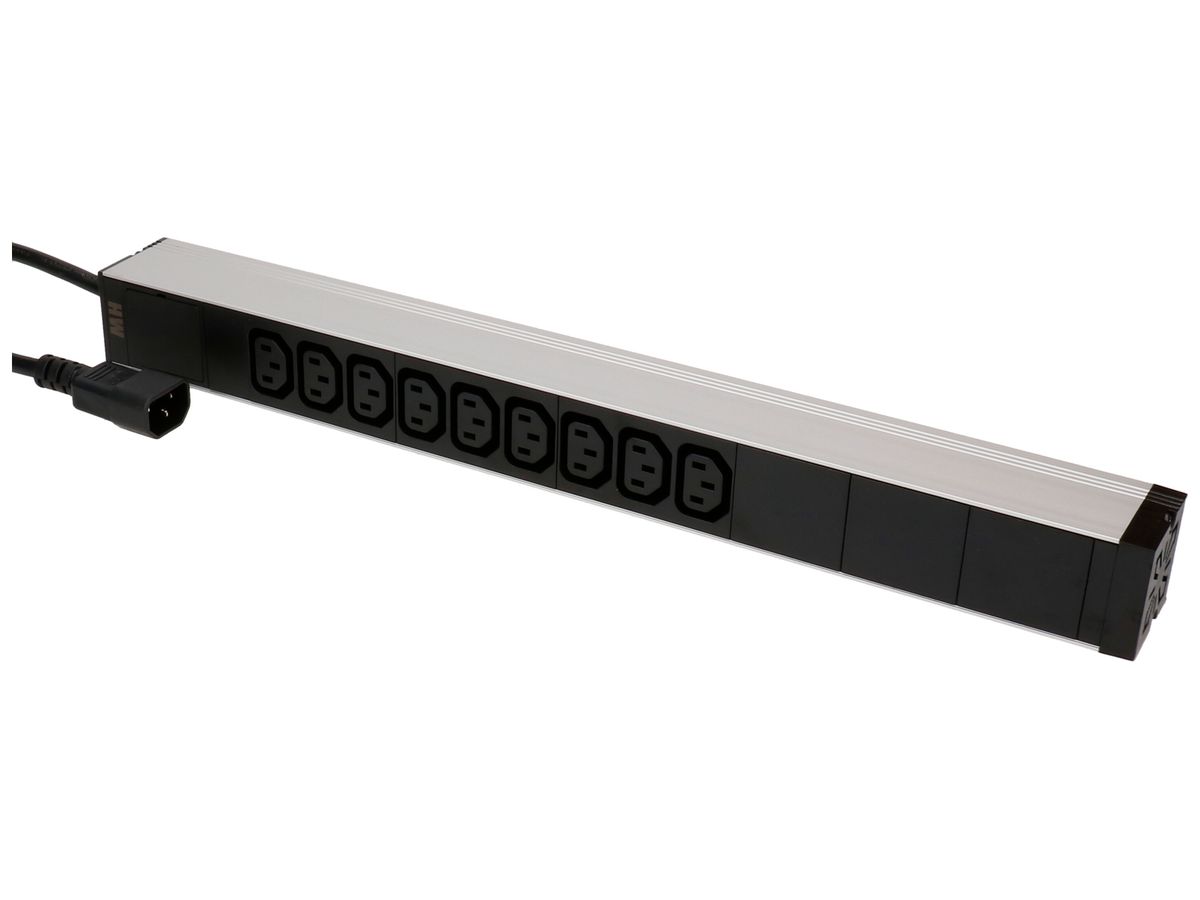 Mehrfachsteckdose PDU 19" MH maxCONNECT 9×C13 1HE Td 3×1.5mm² 1×C14 3m alu/sz
