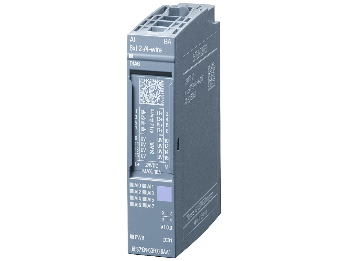 SPS-Eingabemodul Siemens SIMATIC ET200SP AI 8×I BA A0/A1 CC01