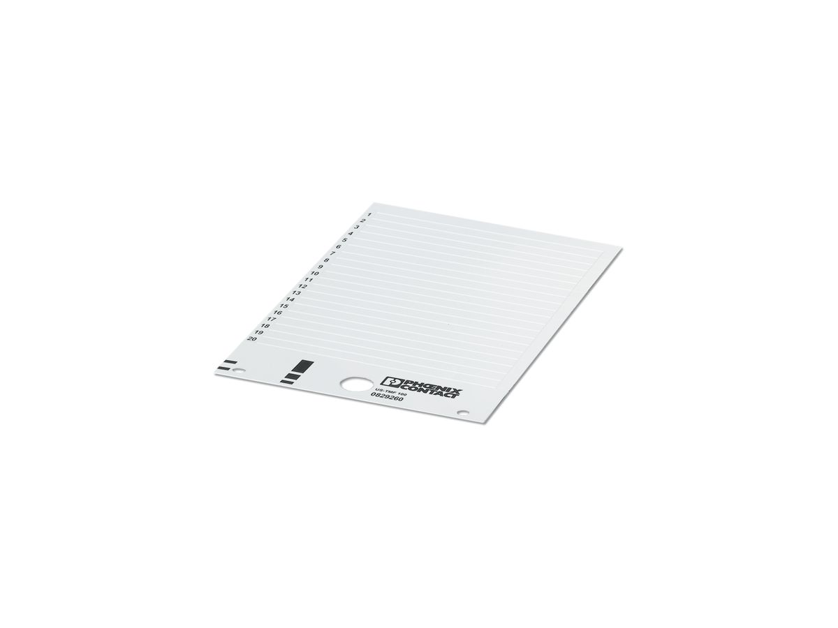 Bezeichnungskarte US-TMF 100 weiss für Klemmen 104×9.8mm