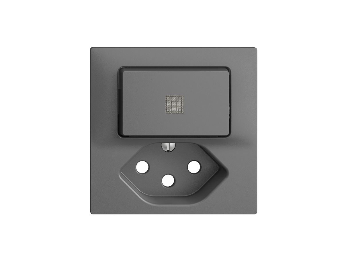 Frontset 60×60mm EDIZIOdue dunkelgrau T13 mit Linse für Kleinkombi