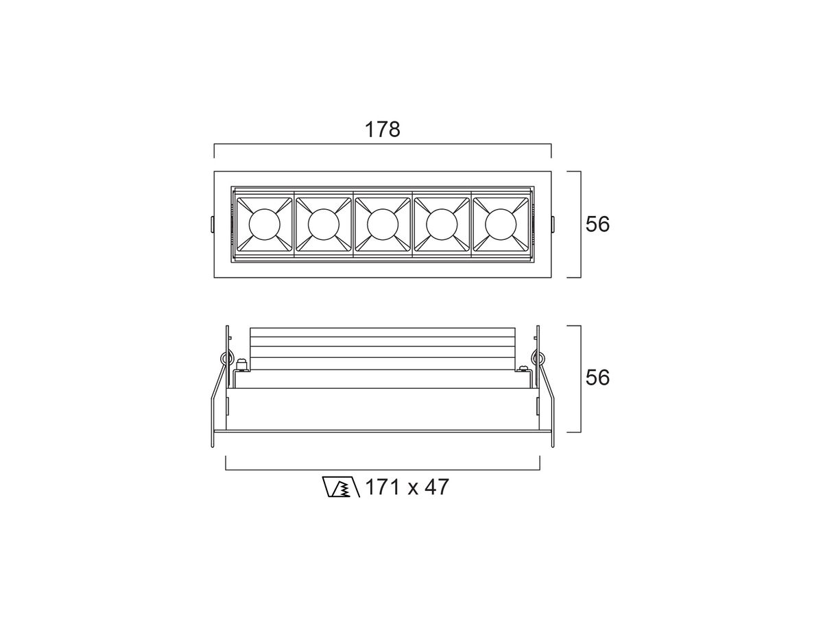 EB-LED-Spot Sylvania Domino 15W 1005lm 4000K WB DALI2 171×47mm weiss