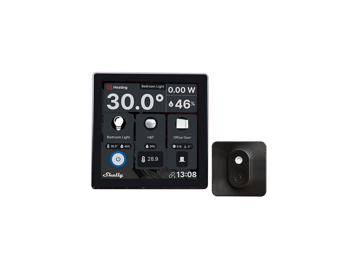 UP-Touchpanel Shelly Wall Display Bt/Wi-Fi Aluminium 85×30mm schwarz
