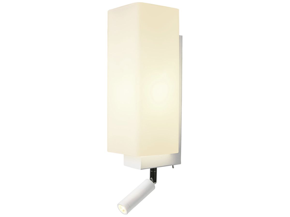 Wandleuchte SLV QUADRASS SPOT E27 40W mit LED-Leselicht 2W weiss