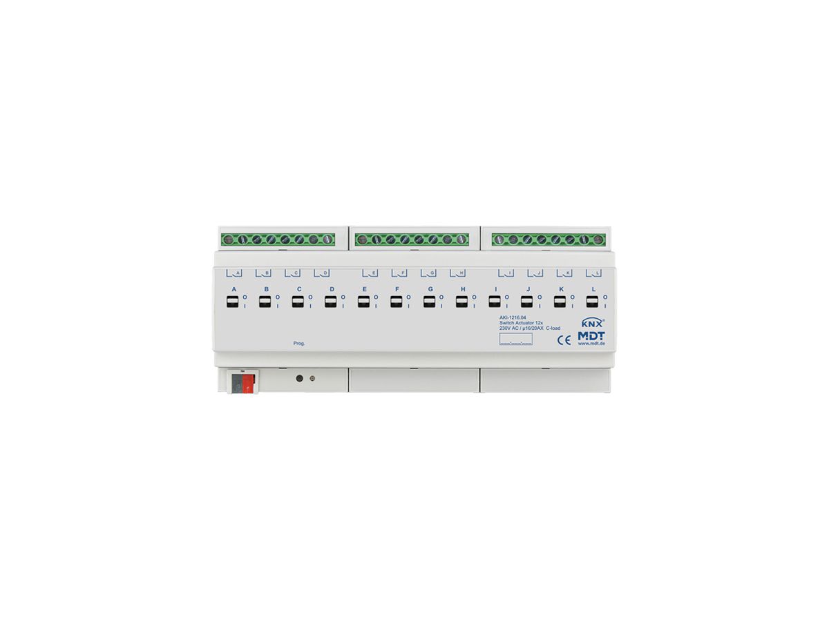 REG-Schaltaktor KNX MDT AKI-1216.04 12-Kan 16A 230VAC 12TE