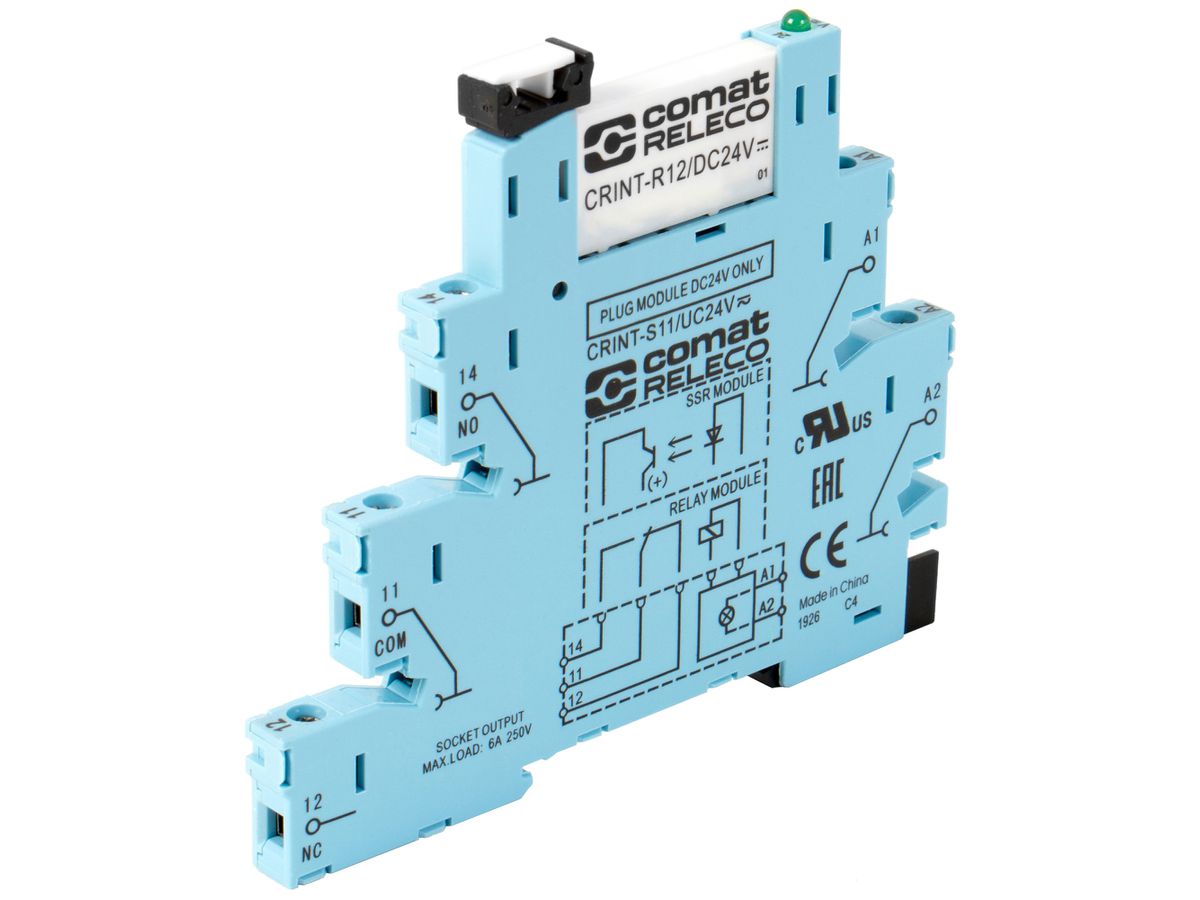 Interfacerelais ComatReleco CRINT-C112, 24VUC, 1W AgSnO2+Au 6A/250VAC