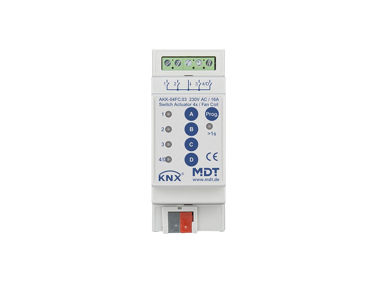 REG-Schaltaktor KNX MDT AKK-04FC.03 4-Kan 16A 230VAC 2TE