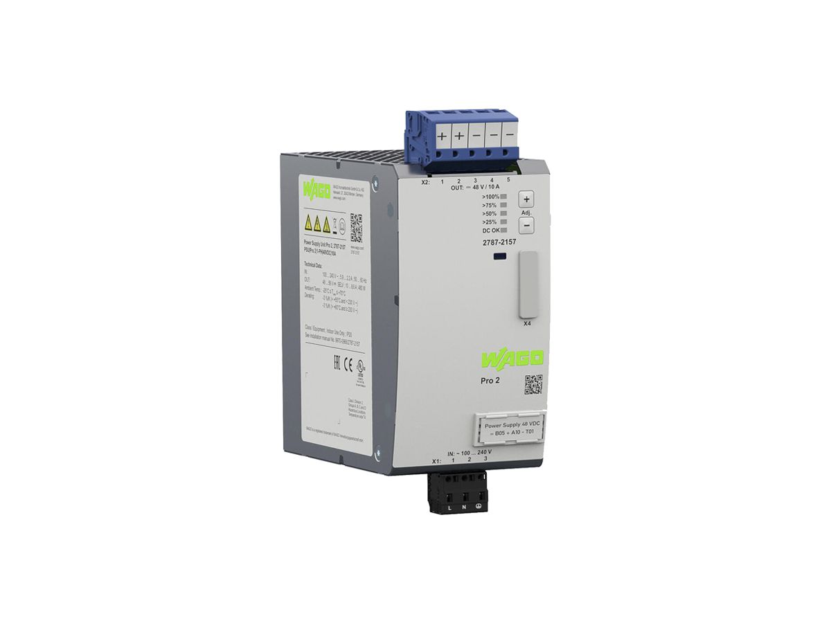 EB-Stromversorgung WAGO Pro 2 90…264V 130…373V 48…56V 10A 480W 4TE