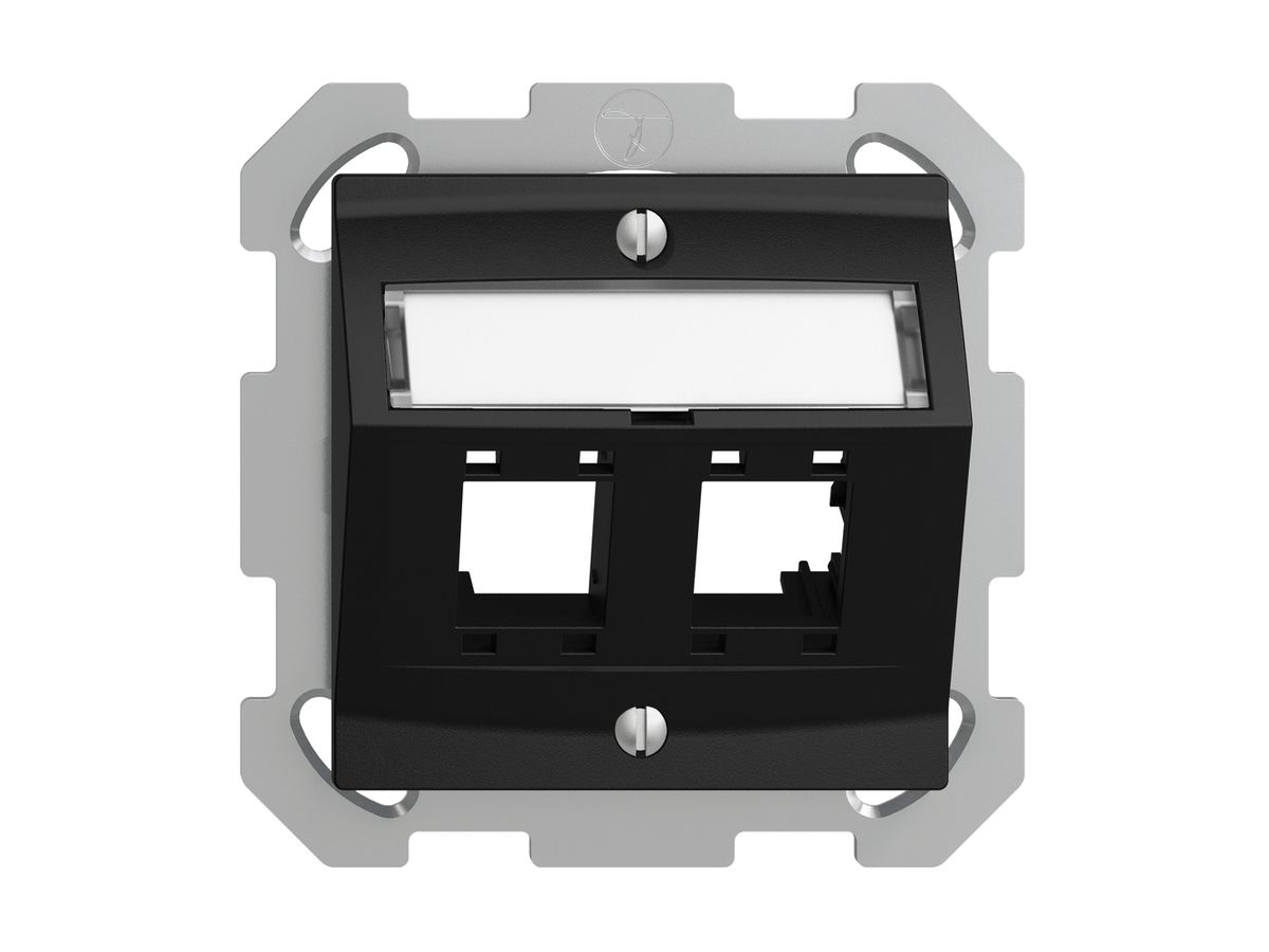 UP-Montageset EDIZIOdue, mit Schrägauslasshaube, für 2×RJ45, schwarz