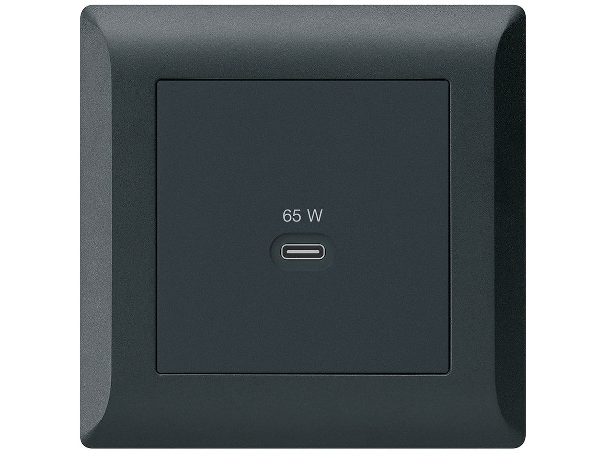 UP-USB-Ladesteckdose Hager kallysto.line Typ C 65W 3250mA schwarz