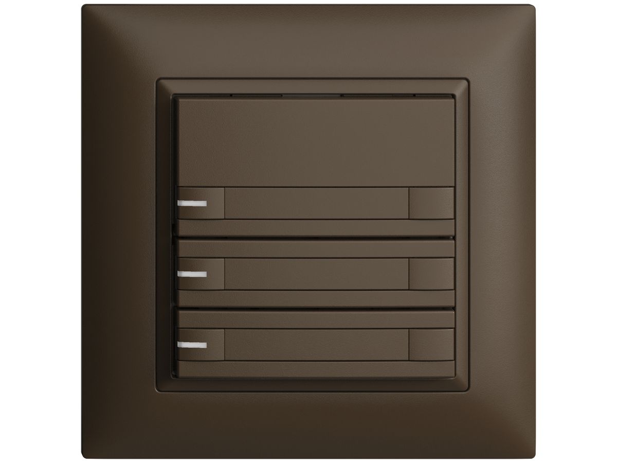 UP-Taster KNX 3-fach EDIZIOdue coffee RGB mit LED mit Papiereinlage