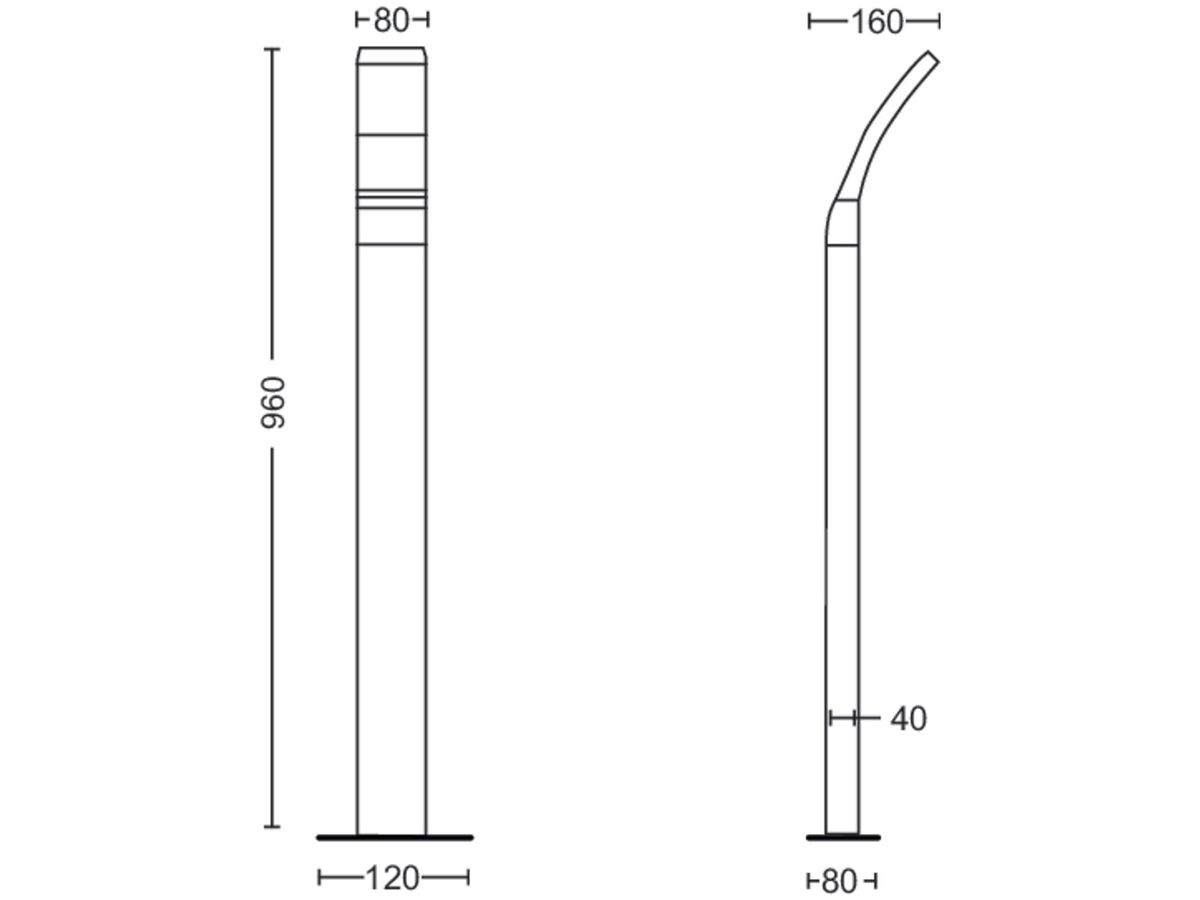 LED-Wegeleuchte Philips Splay 12W 1100lm 2700K Fussplatte 960mm IP44 anthrazit