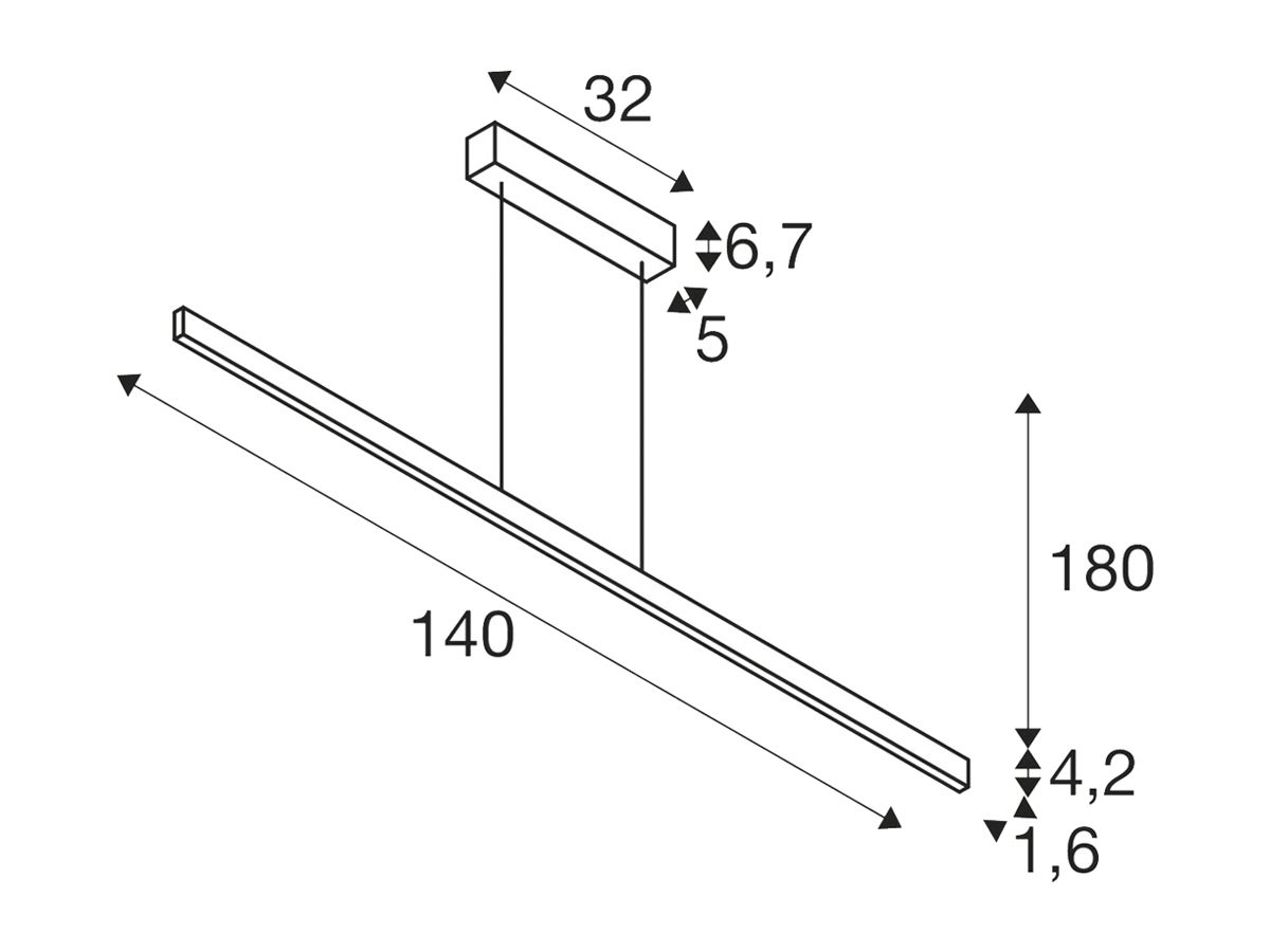 LED-Pendelleuchte SLV ONE LINEAR 140 PD PHASE 35W 1810lm 2700/3000K schwarz