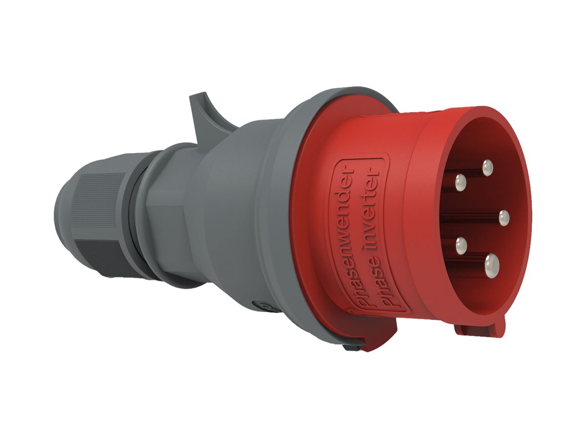 Stecker CEE Bals 5P 16A 400V 6h rot IP44 vernickelt QC.Phasenw.