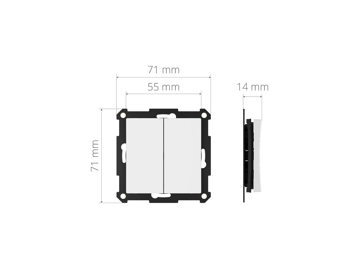 AP/UP-RF-Taster Plejd WPH-01-55W 2-fach Bluetooth für Rahmen 55mm ws