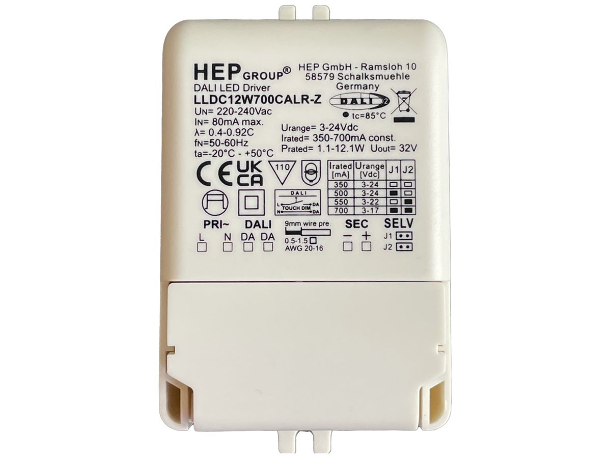 LED-Betriebsgerät Elektrogros HEP LLDC12W700CALR-Z 12.1W 3…24V 350…700mA DALI