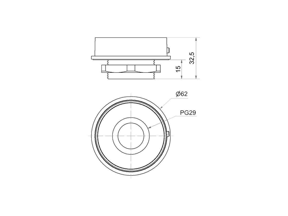 Adapter WERMA Mini EM, PG29, für Signalsäule, grau