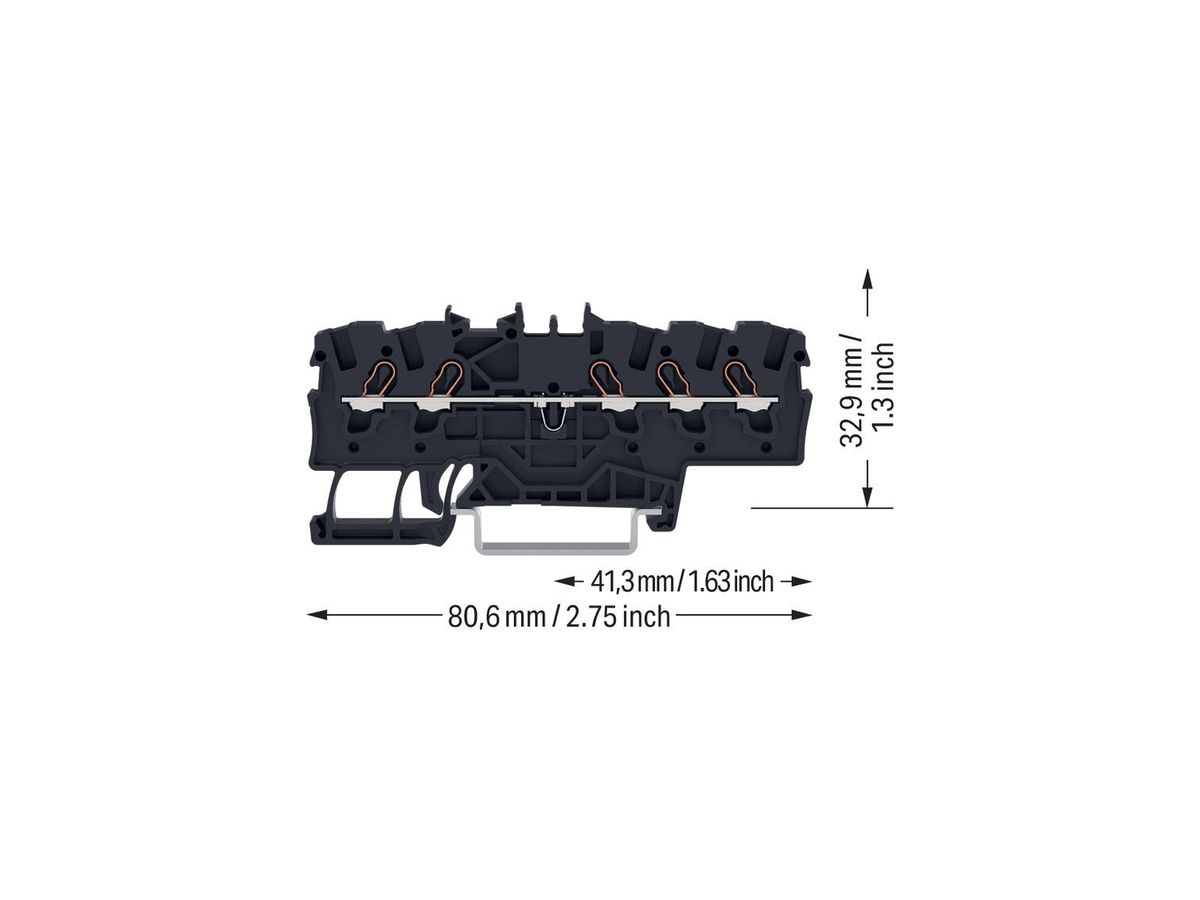 Durchgangs-Reihenklemme WAGO TOPJOB S 1.5mm² 18A 800V 1Etg×5P Ex schwarz
