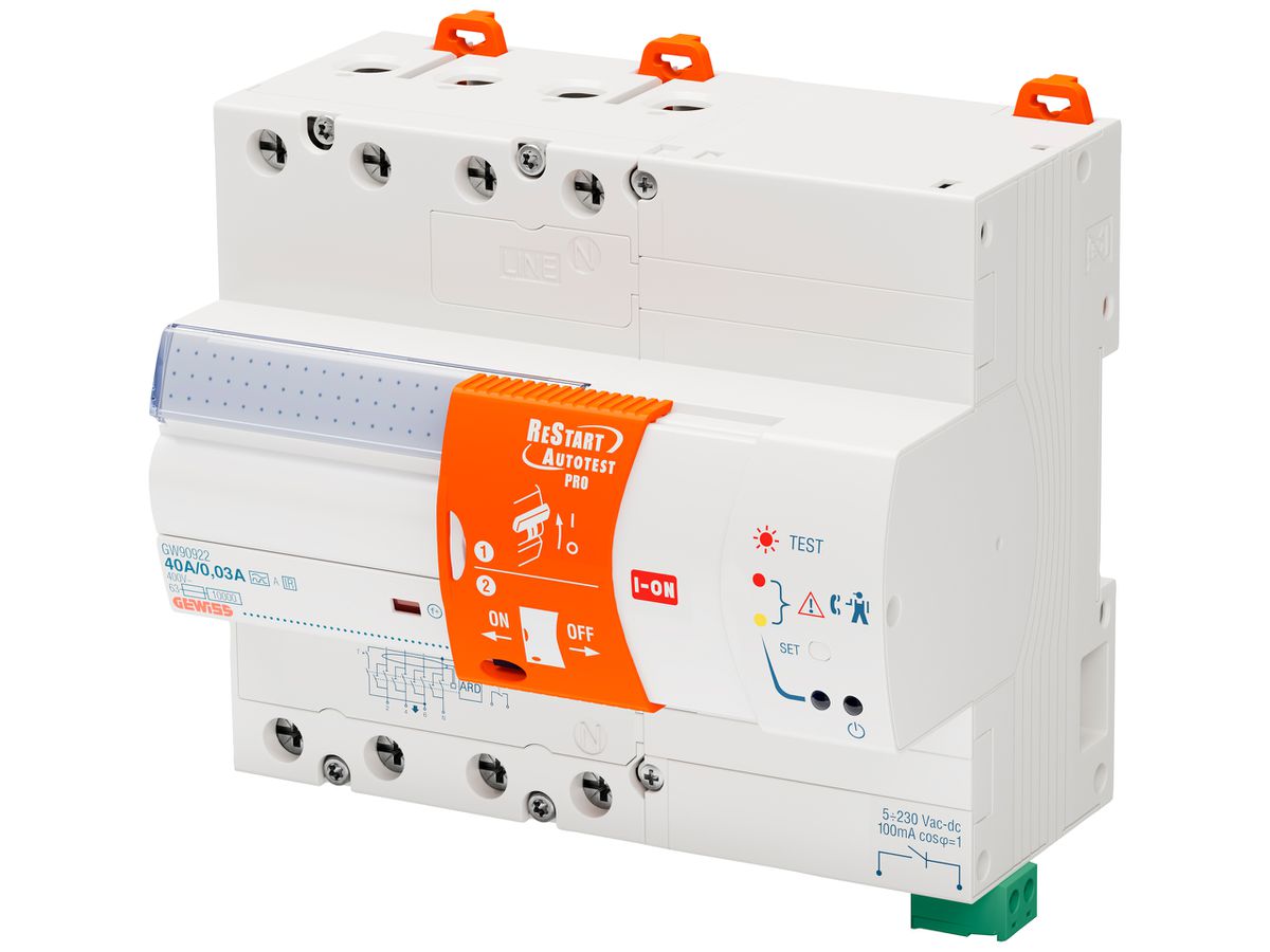 Fehlerstromschutzschalter Gewiss 90 ReStart 4P 400V 40A 0.03A A 10kA 7TE