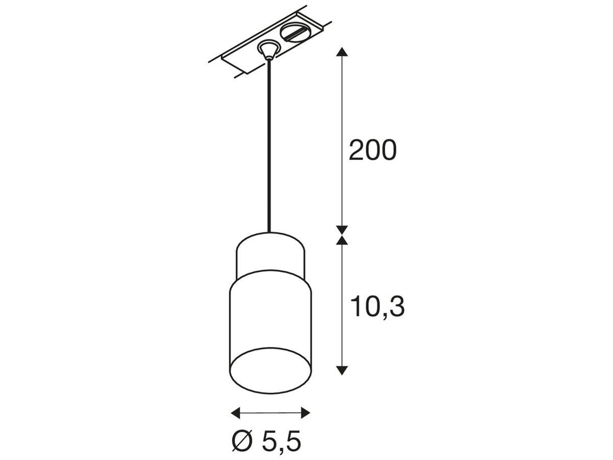 Pendelleuchte SLV PURI 2.0 Tube AD1PH GU10 1×6W DIM Ø55mm schwarz