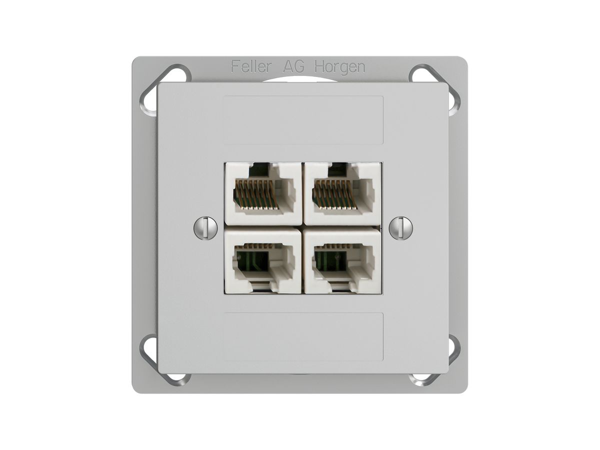 EB-Dose 4×RJ45/u 4P getr. EDIZIOdue hellgrau ITplus
