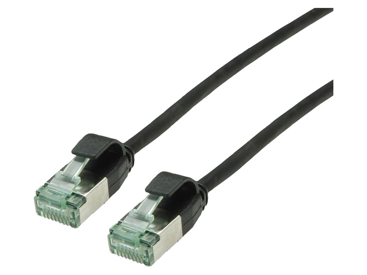 Patchkabel RJ45 ROLINE RM DataCenter slim Kat.6A U/FTP AWG32 TPE schwarz 0.3m