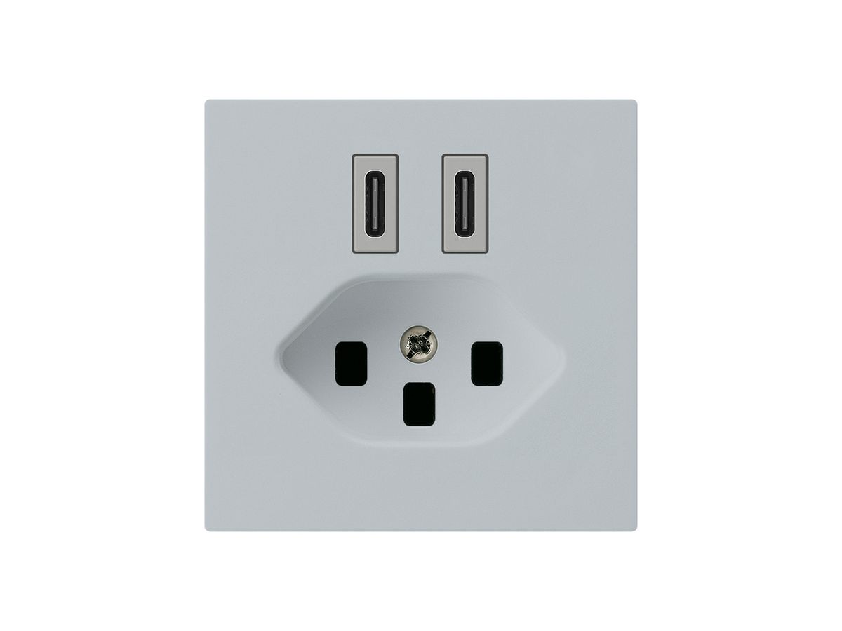 USB-Ladesteckdose Hager kallysto C-C 20W+T23 5V 60×60mm grau