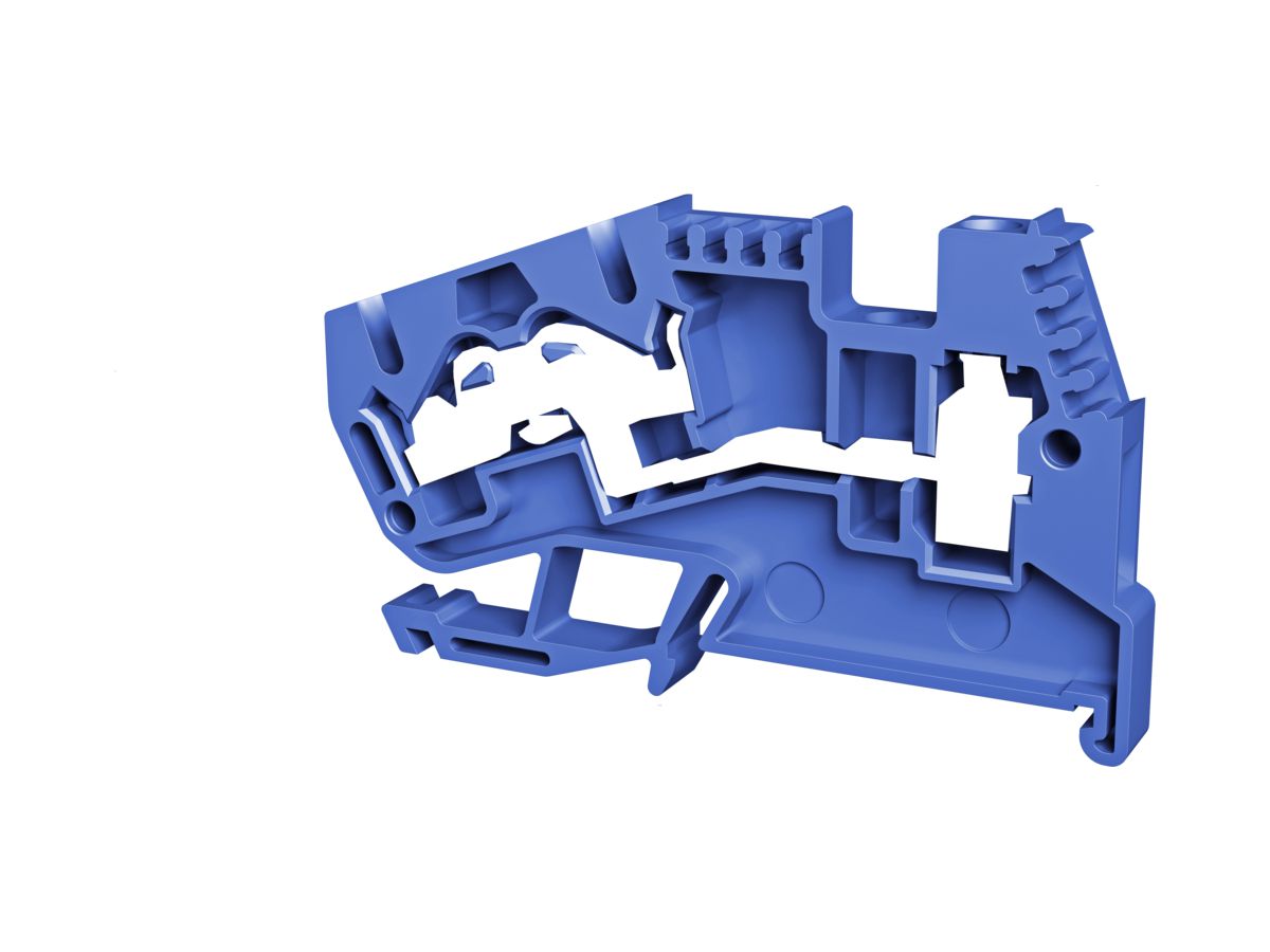 Durchgangs-Reihenklemme Woertz 0.5…4mm² 32A 800V Schraub.Federzug.2×1 TH35 bl