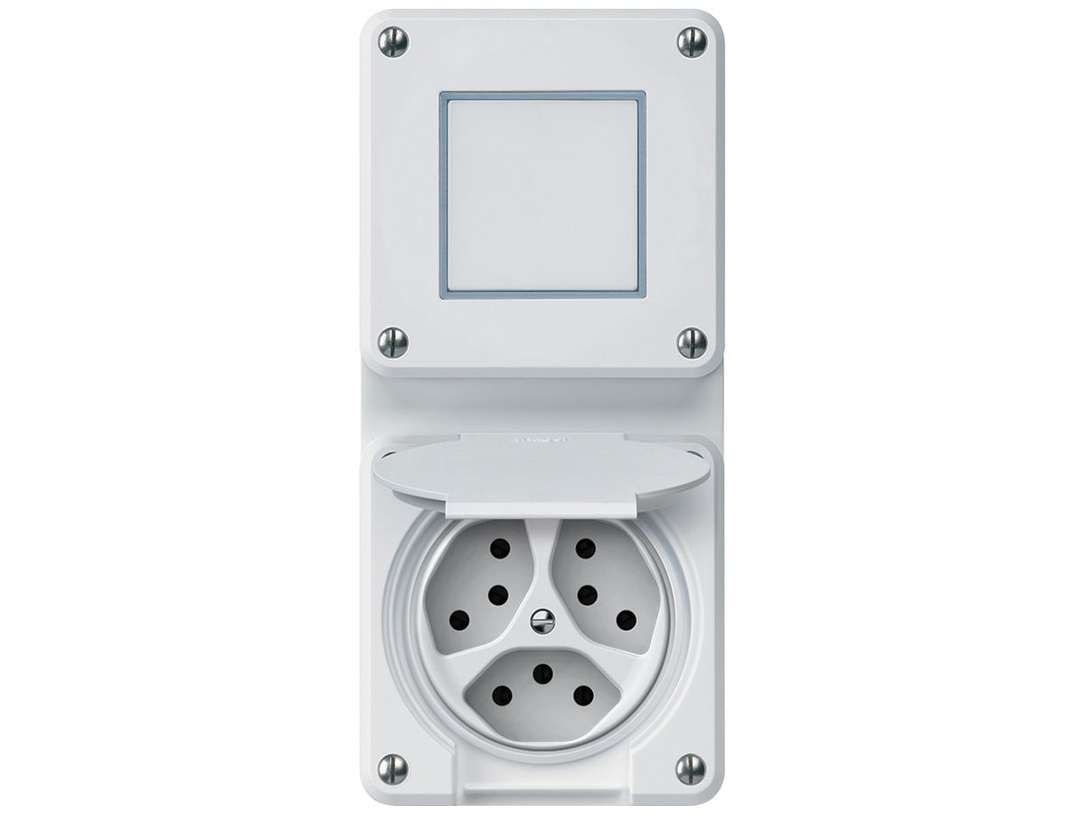 UP-Kombination robusto Wechselschalter Steckdose 3×T13 86×146mm weiss