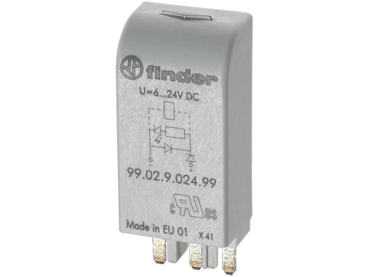 Entstörmodul Finder Freilaufdiode +LED 12…24VDC für Serie 95 grau