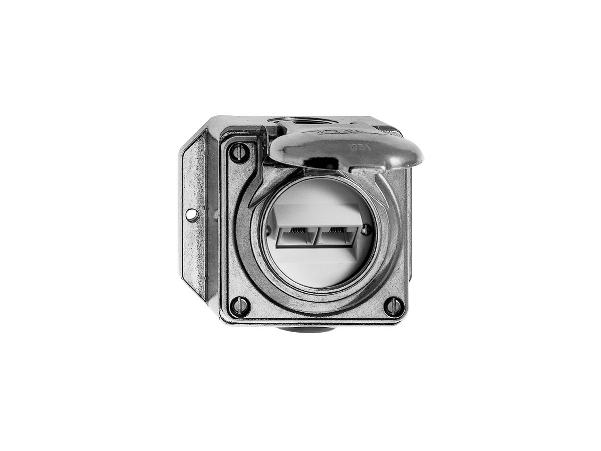 AP-Steckdose nass 2×RJ45/u 8P getr. ITplus Al natur