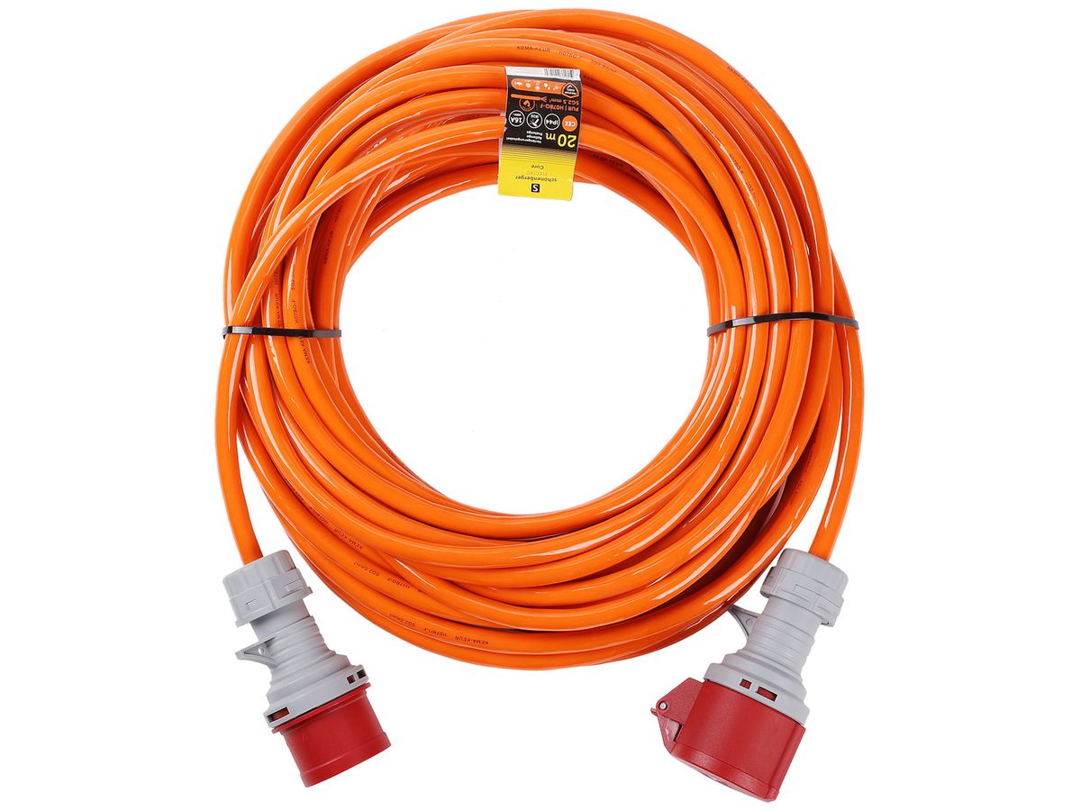 Verlängerungskabel Schönenberger PUR CEE/CEE 5×2.5mm² 16A IP44 20m orange