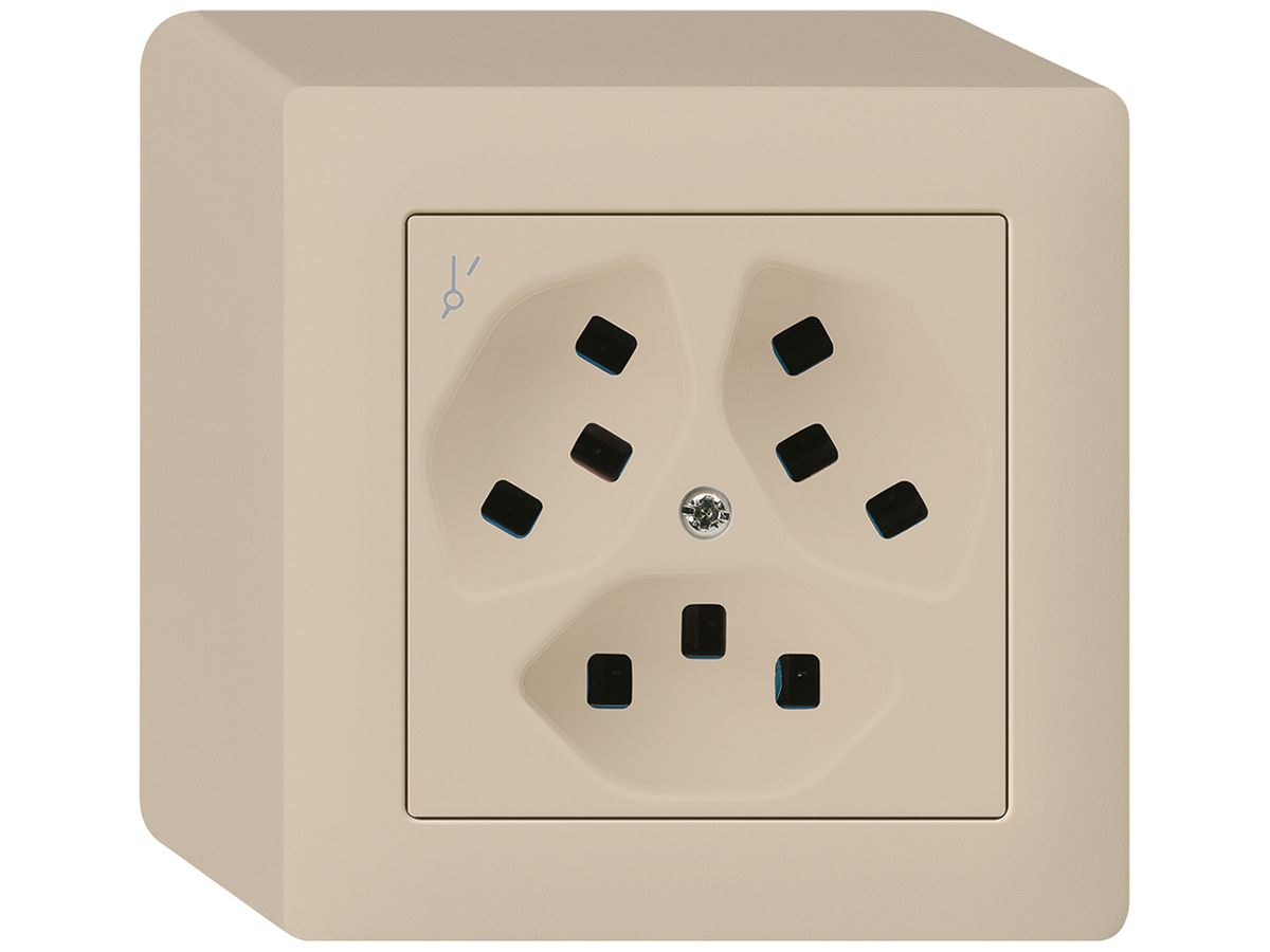 AP-Steckdose Hager kallysto 3×T23 1×S Q beige
