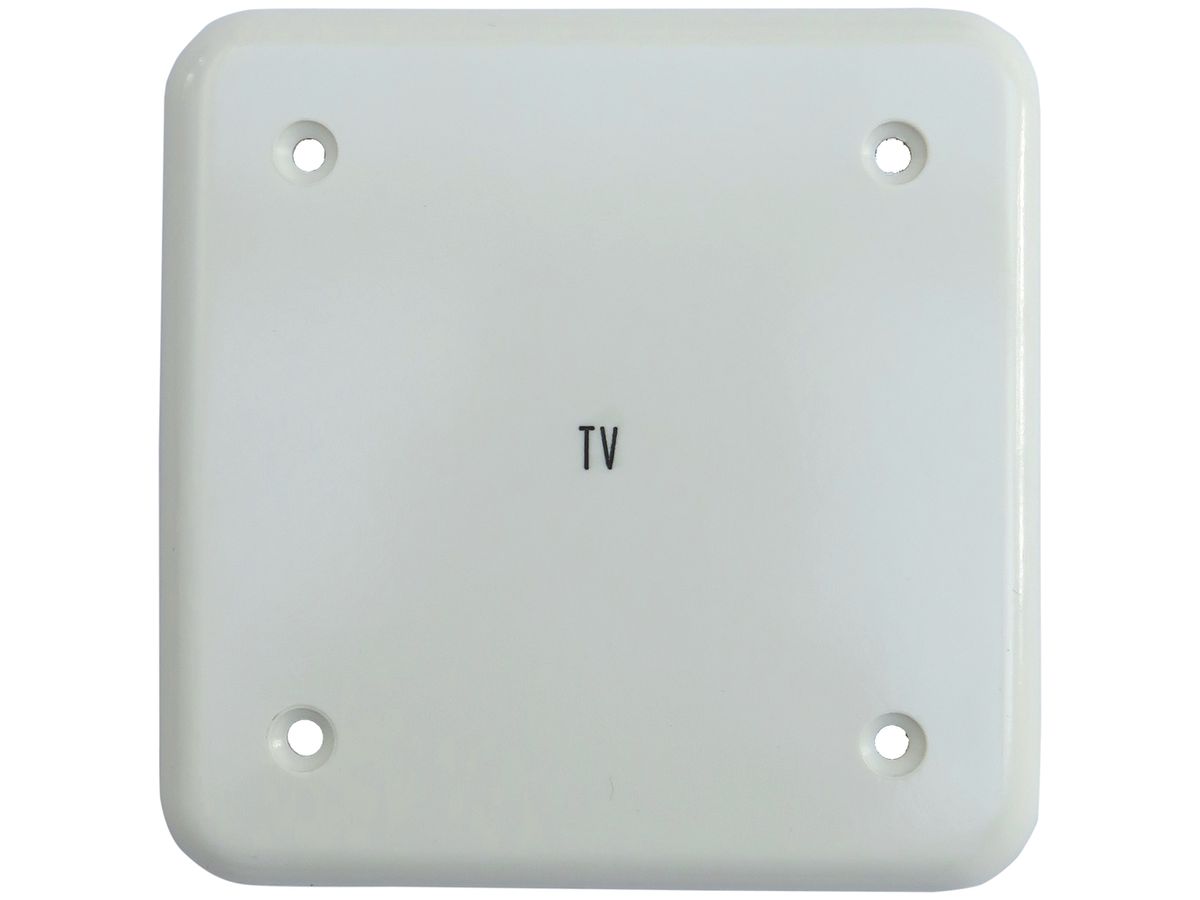 Deckplatte Gr.I weiss 4 Bef.Loch mit Gravur TV