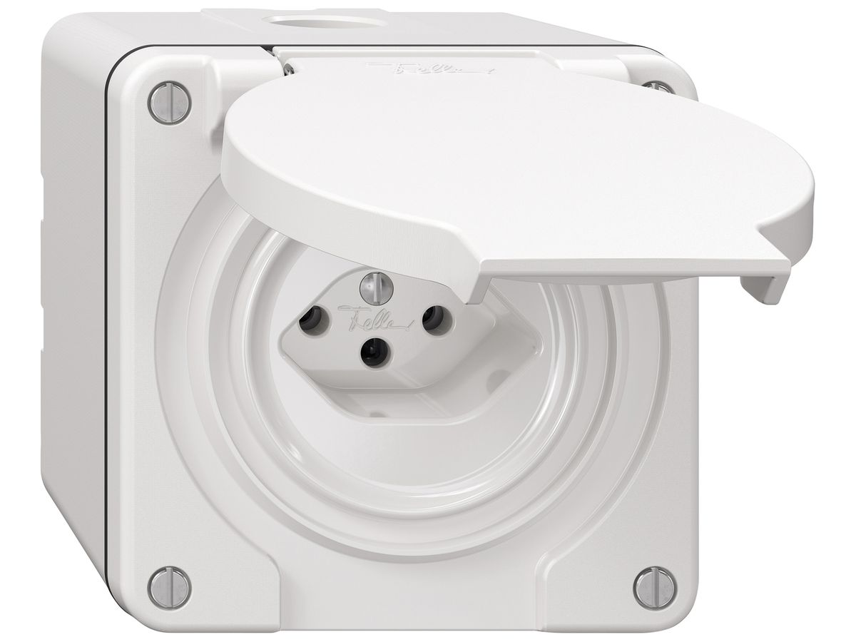 AP-Steckdose NEVO SNAPFIX® 1×T13 10A 250V 87×87×70mm IP21 ws