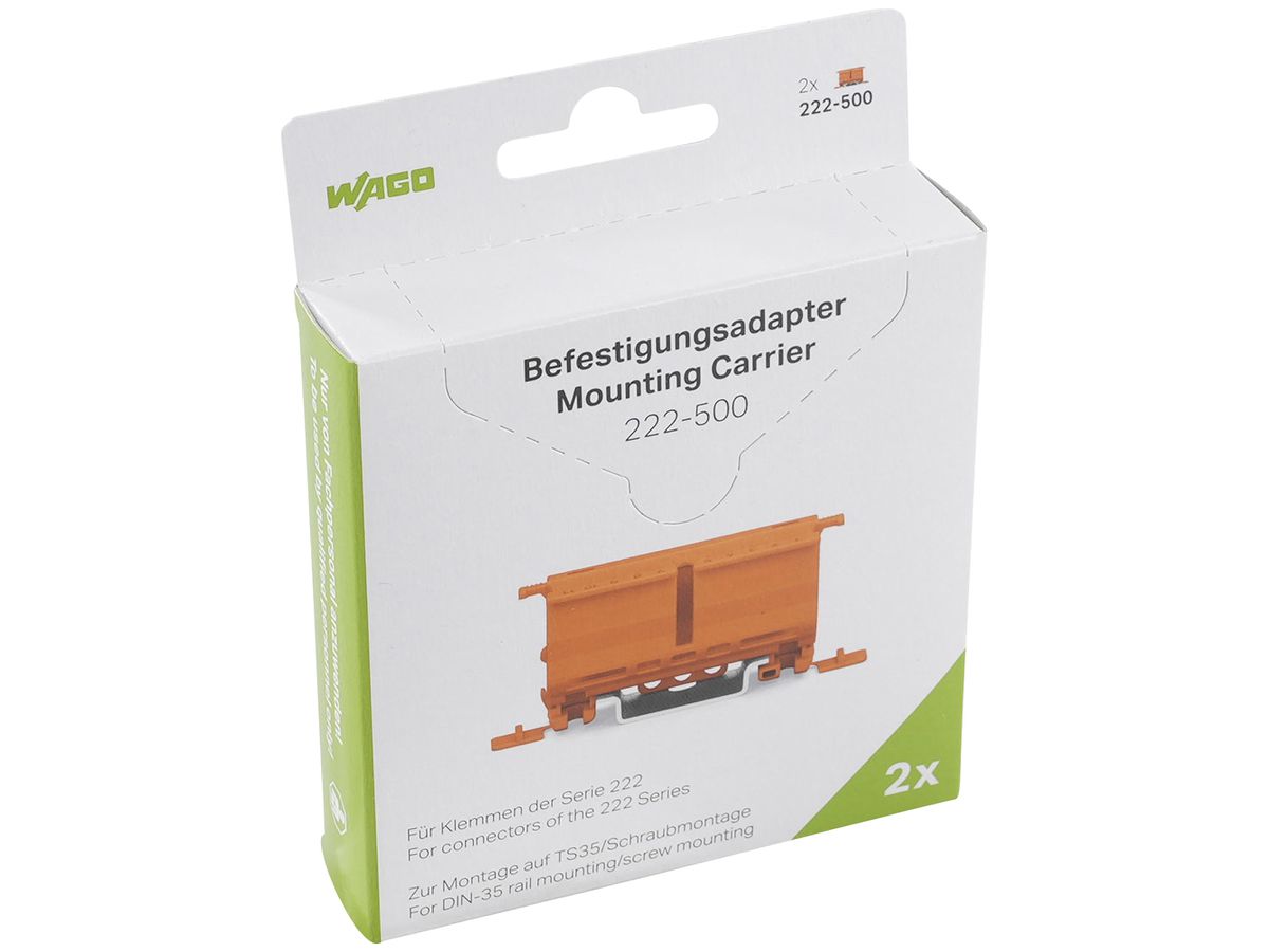 Befestigungsadapter WAGO 222-500 in Blister 2 Stück max.4mm² TH-35 orange