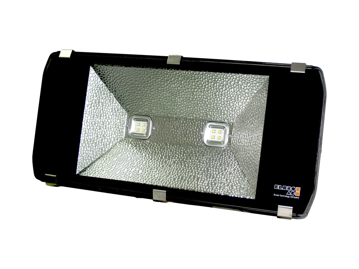 AP-LED-Strahler ELBRO 160W 5300K IP65 Abdeckung klar, schwarz