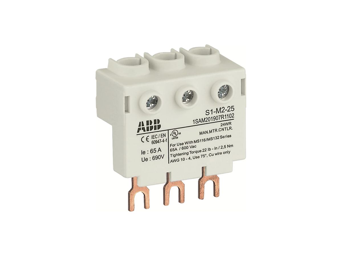 Einspeiseblock ABB S1-M2-25, für MS116/MS132, hoch, Schraub