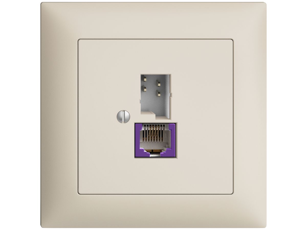UP-Dose T+T 6P/1×RJ45 DSL-Breitband EDIZIOdue crema