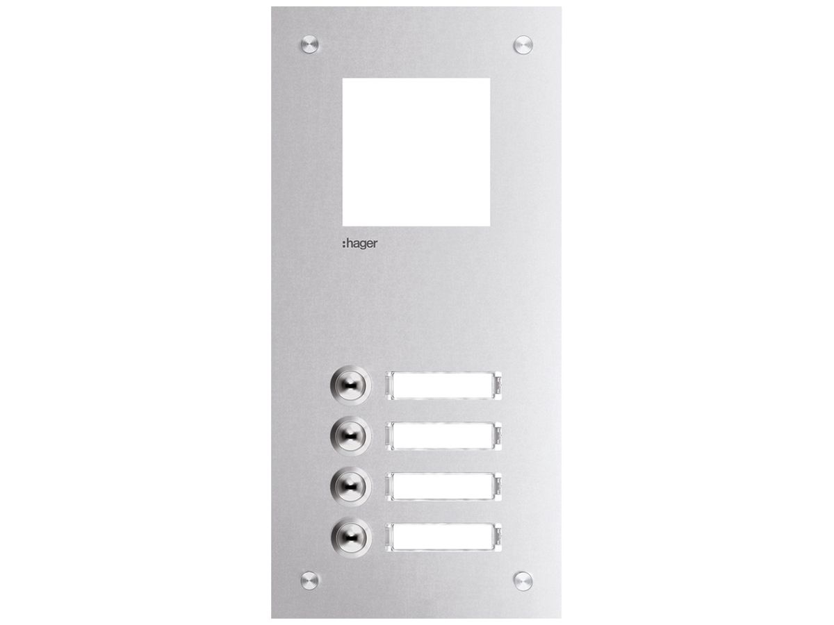 Frontplatte Hager intercom mono 4× 150×318×32mm edelstahl