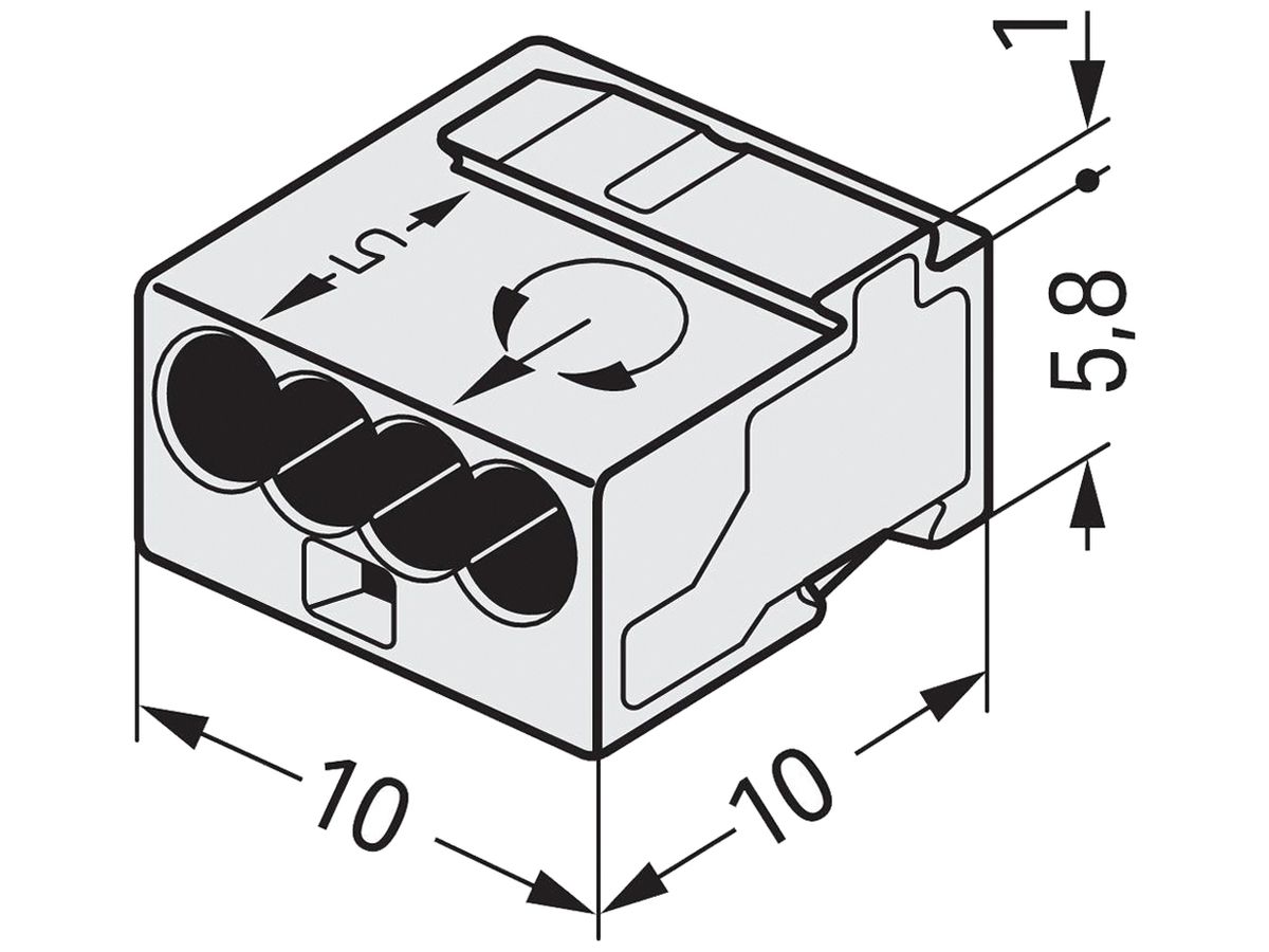 Verbindungsklemme WAGO MICRO für Draht 4×0.6…0.8mm grau