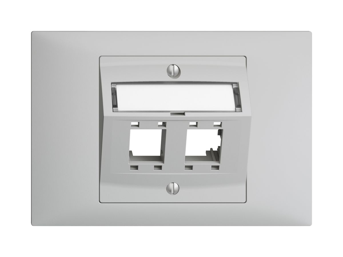 EB-Montageset EDIZIOdue BKE, mit Schrägauslasshaube, für 2×RJ45, hellgrau