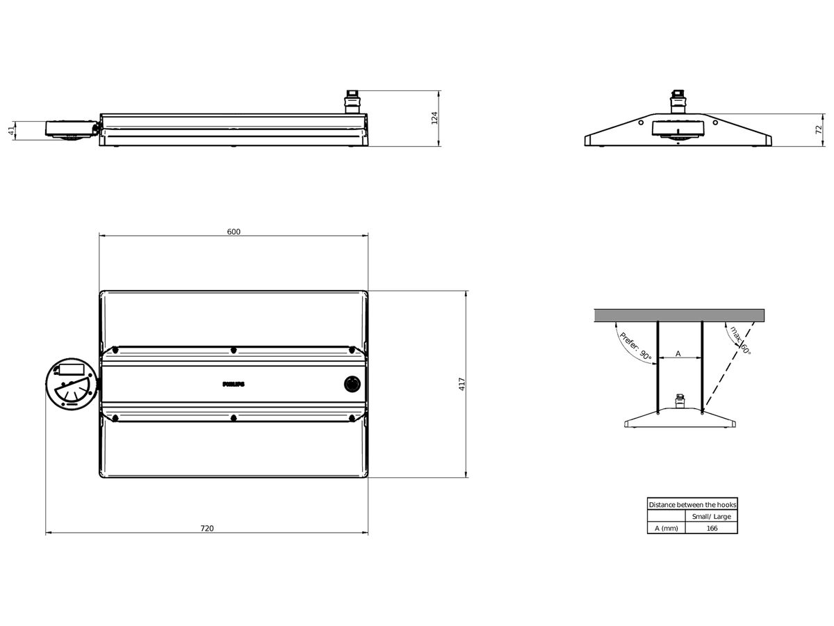 LED-Hallenstrahler GentleSpace PIR 136W 25000lm 840 IP65 42°×44° DIM 417×720