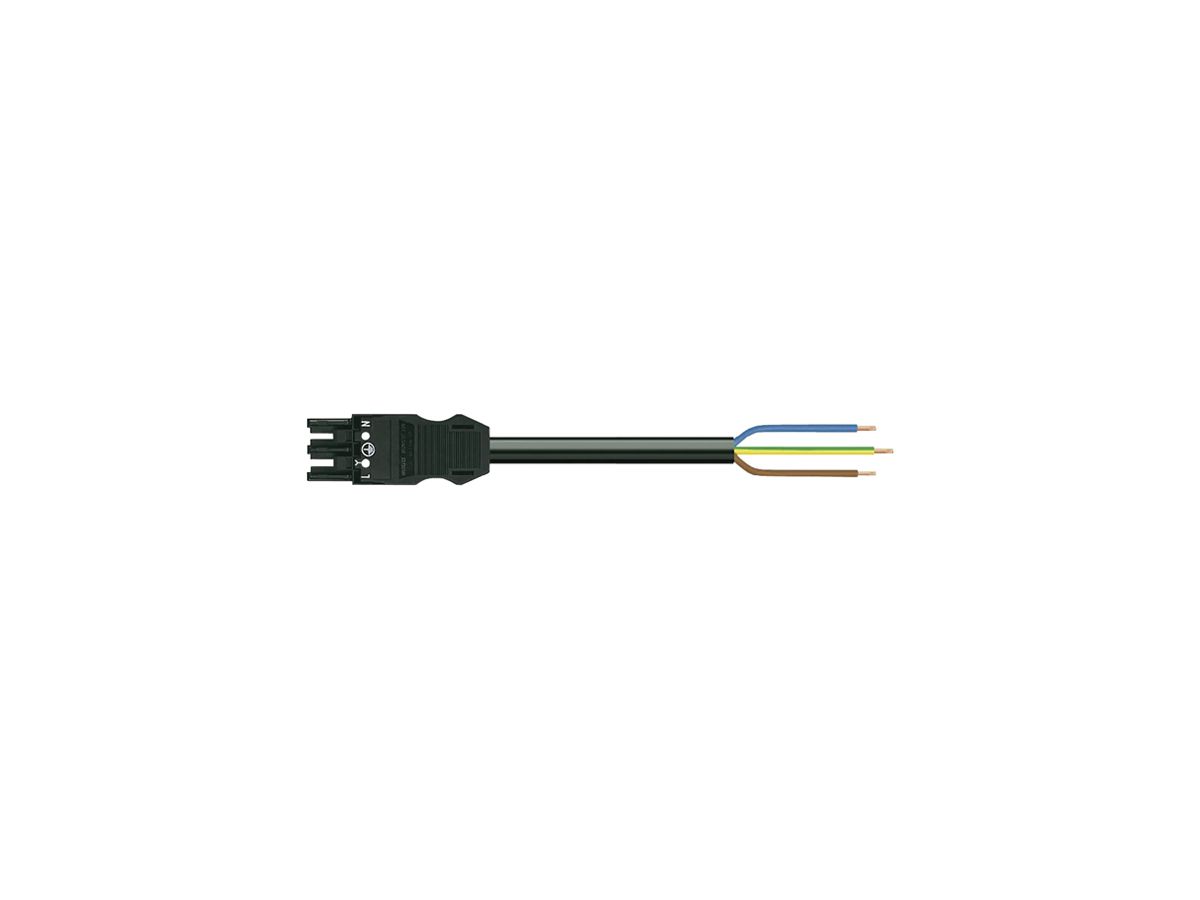 Anschlussleitung MIDI 3×1.5mm² 16A 250V 2m Cod.A Buchse-freies Ende schwarz Cca