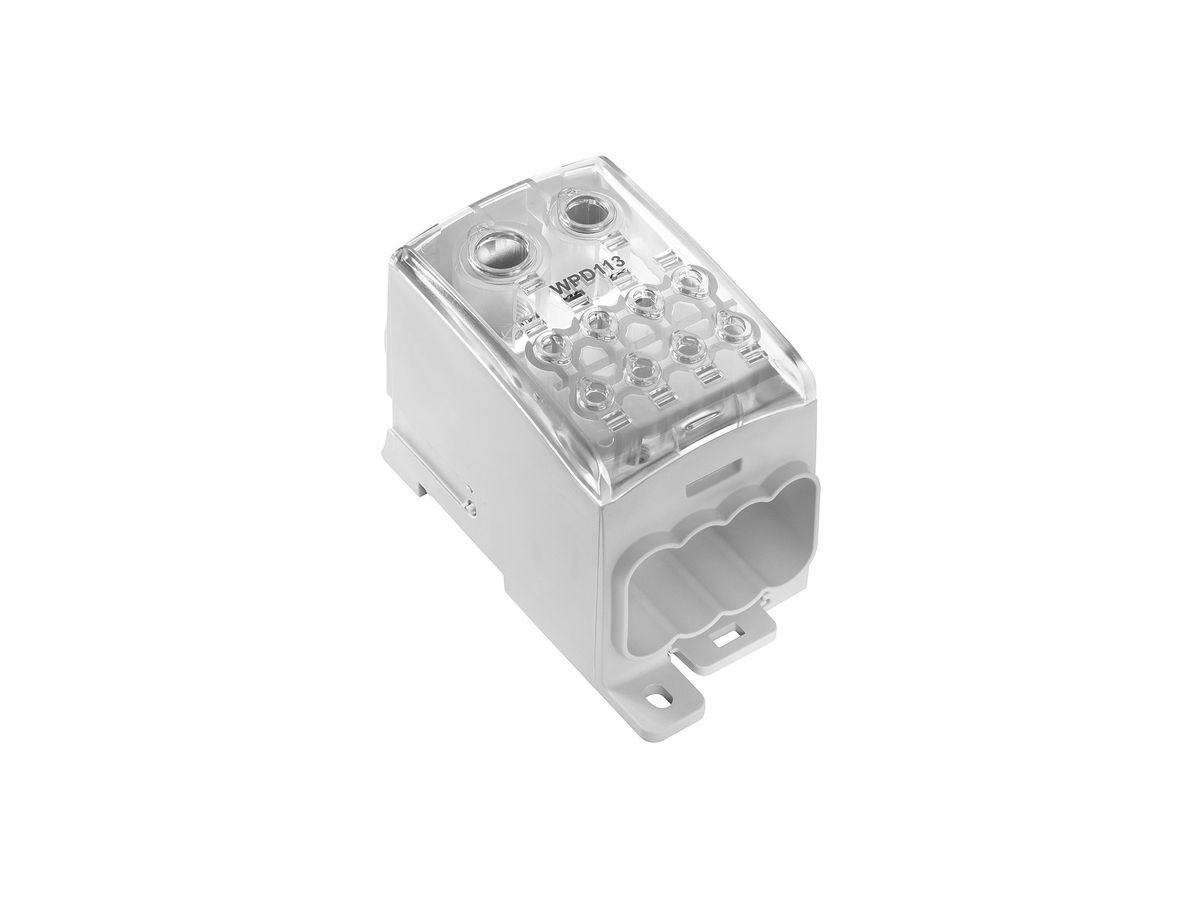 Verteilerblock WM WPD 113 1×185+1×150/8×35mm² 353A 1000V TS35 lichtgrau