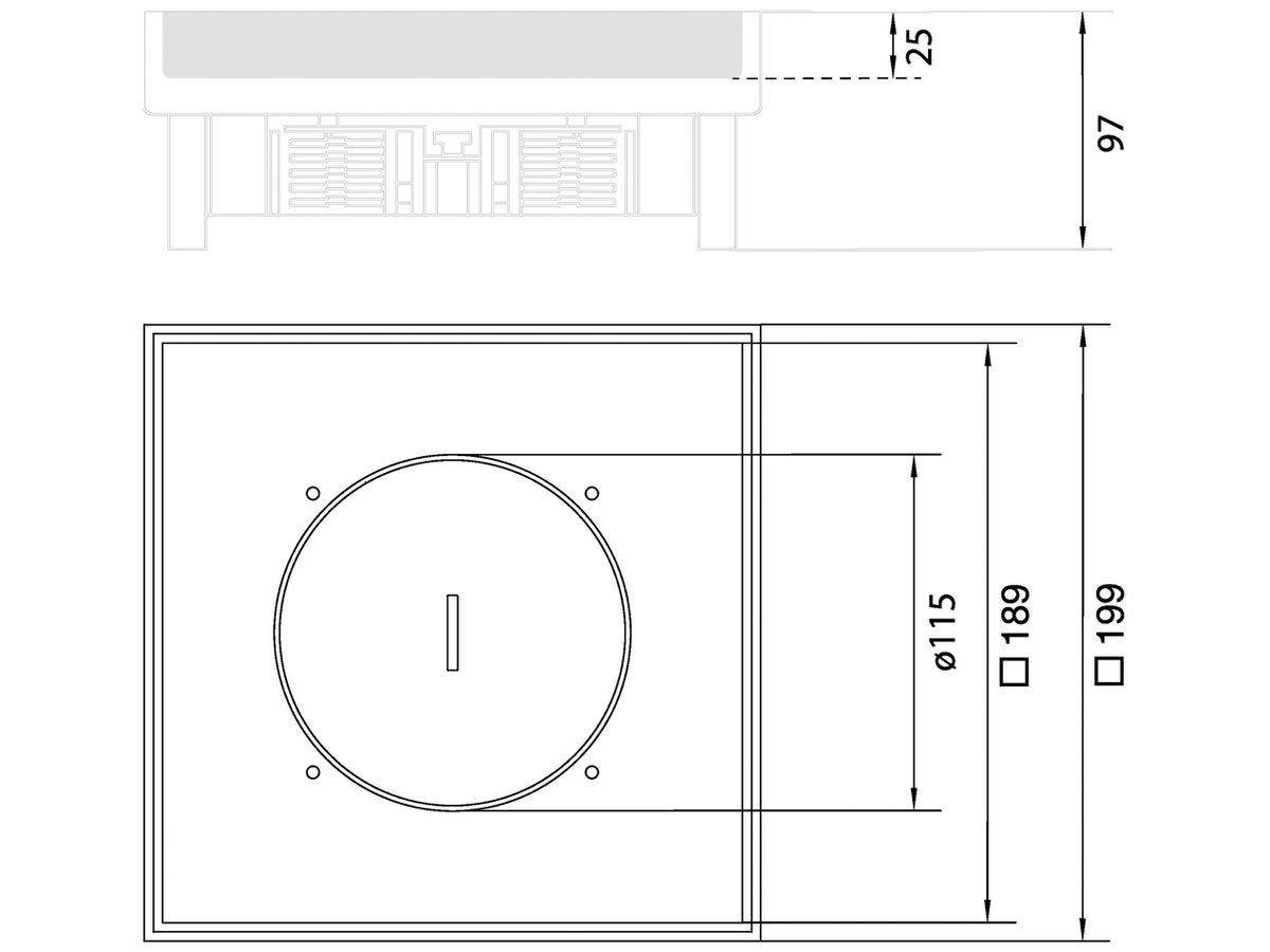 Schwerlastkassette Hager Q06 TM 6 42×200×200mm rostfreier Stahl
