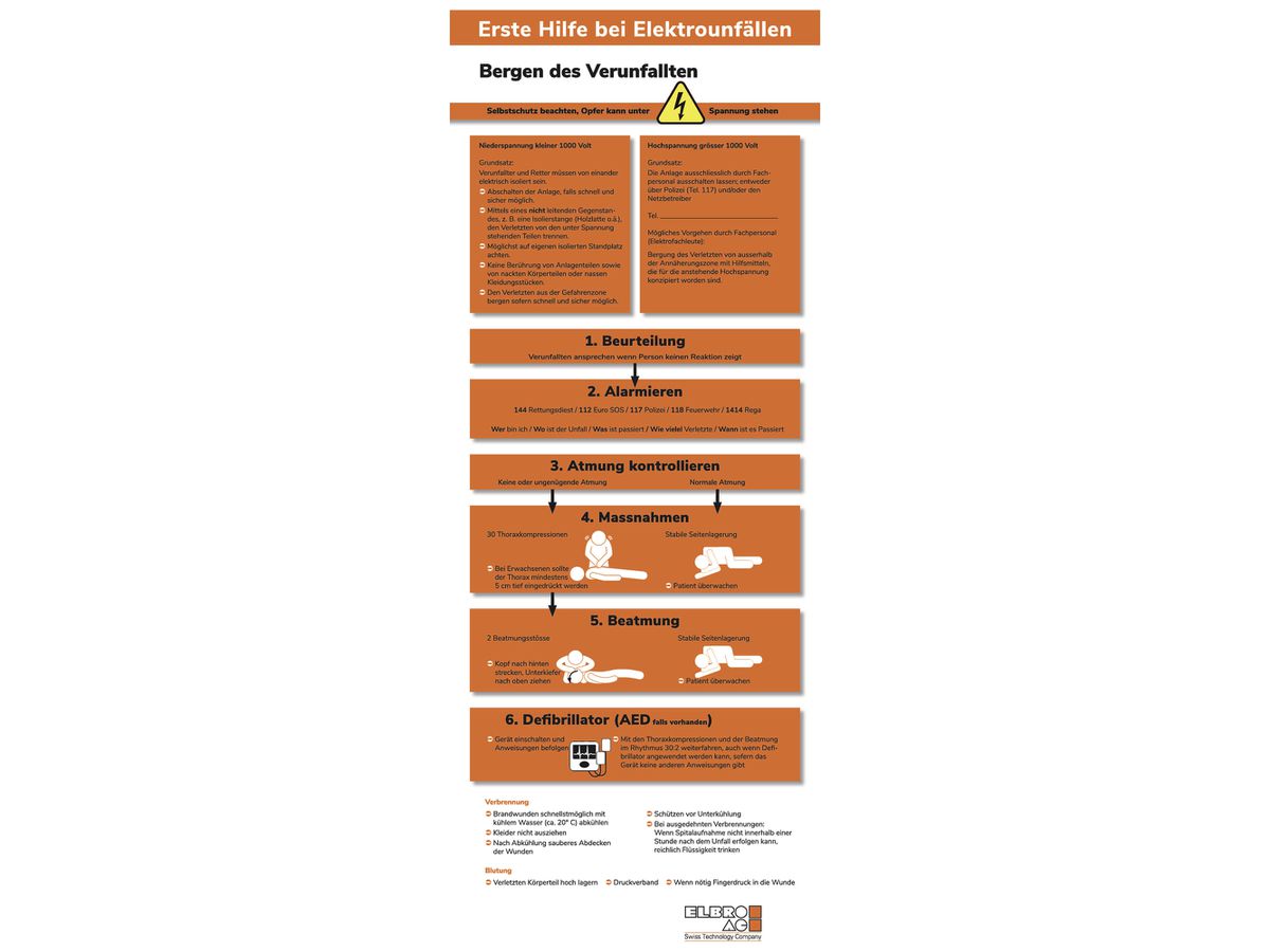 Erste-Hilfe-Tafel ELBRO 220×580mm deutsch