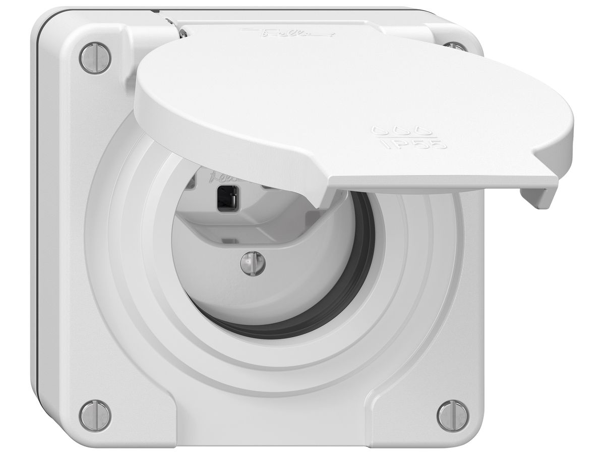 UP-Steckdose NEVO SNAPFIX® 1×T23 16A 250V 87×87×33mm IP55 ws