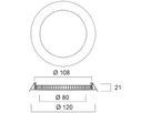 LED-Downlight Sylvania Flat 108 7W 600lm 4000K IP44 120° DIM 120mm weiss